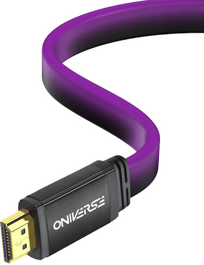 Oniverse Cabluri HDMI HDMI 2.1 Ultra High Speed 48Gbps 4K 120Hz HDR VRR Flat Cabluri HDMI de Sex Masculin - HDMI de Sex Masculin 2m Violet