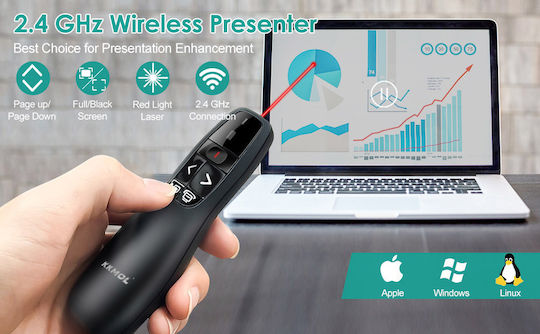 Kkmol Wireless Usb 2.4ghz Laser Prezentator Telecomandă Wireless Pentru Prezentări Cu Laser Ppt Windows Xp 7 8 10 Mac Os Linux