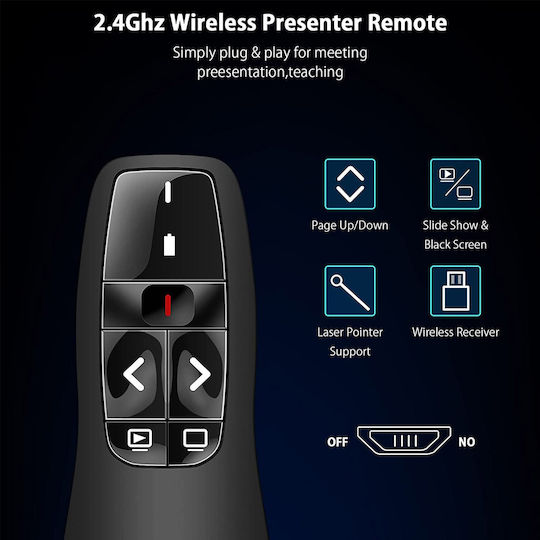 Kkmol Wireless Usb 2.4ghz Laser Prezentator Telecomandă Wireless Pentru Prezentări Cu Laser Ppt Windows Xp 7 8 10 Mac Os Linux