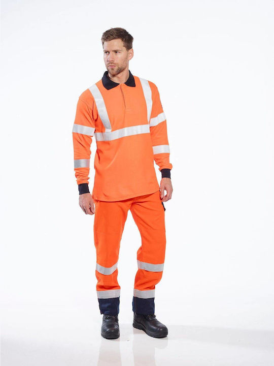 Portwest Bărbătească Bluză de Lucru Polo Portocaliu cu Benzi Reflective