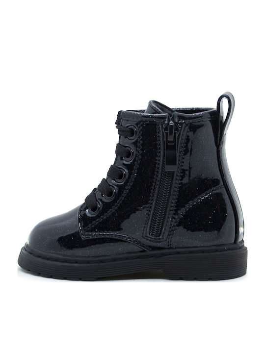 Kinderstiefel aus Lackleder Schwarz