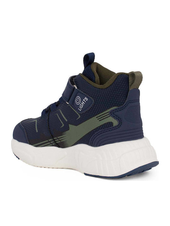 Spinosauro Kids Sneakers High Anatomic with Scratch & Lights Blue