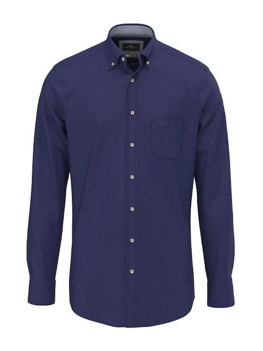 Long-sleeved Flannel Shirt Navy