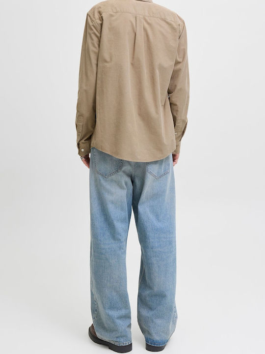 Long Sleeve Corduroy Shirt Beige