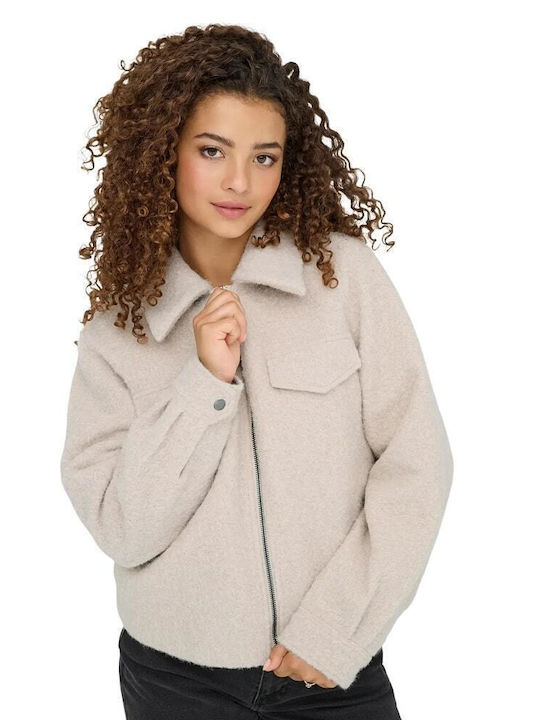 Women's Long Lifestyle Jacket for Winter Beige