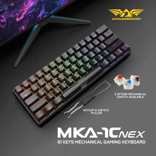 Armaggeddon MKA-1C Gaming Mechanical Keyboard 65% with Custom Brown switches and RGB lighting (English US)