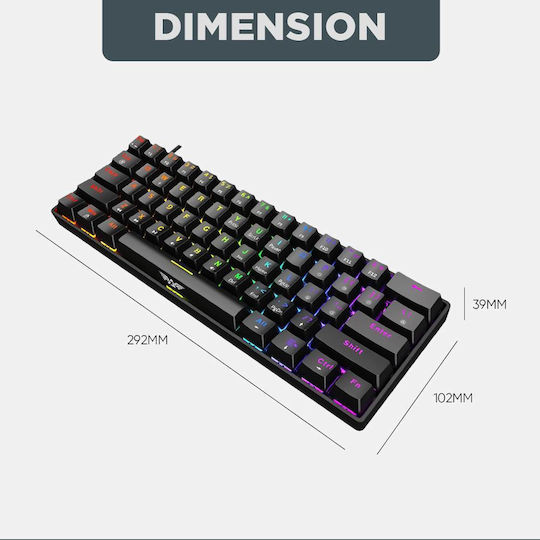Armaggeddon MKA-1C Gaming Mechanical Keyboard 65% with Custom Brown switches and RGB lighting (English US)