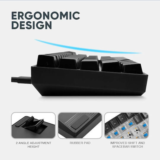 Armaggeddon MKA-1C Gaming Mechanical Keyboard 65% with Custom Brown switches and RGB lighting (English US)