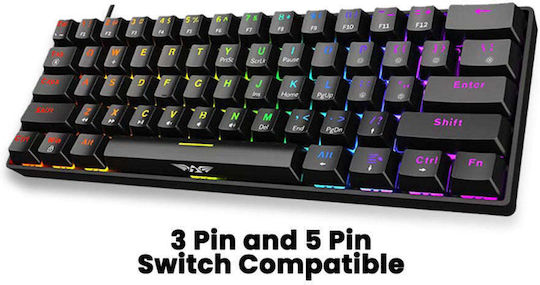 Armaggeddon MKA-1C Gaming Mechanical Keyboard 65% with Custom Brown switches and RGB lighting (English US)