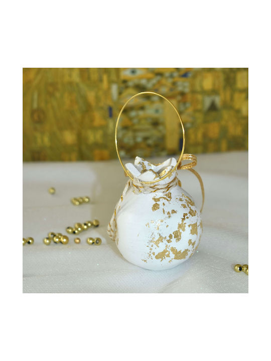 LiebeQueen Handmade Tabletop Lucky Charm Pomegranate White Ceramic 5.5x7cm 1pcs