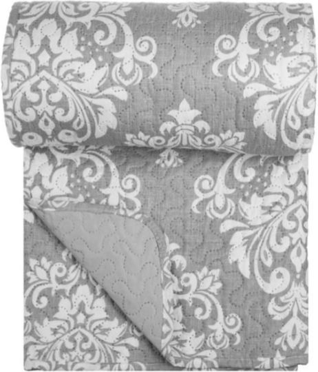 Super-King Tagesdecke Grau Damask 230x160cm
