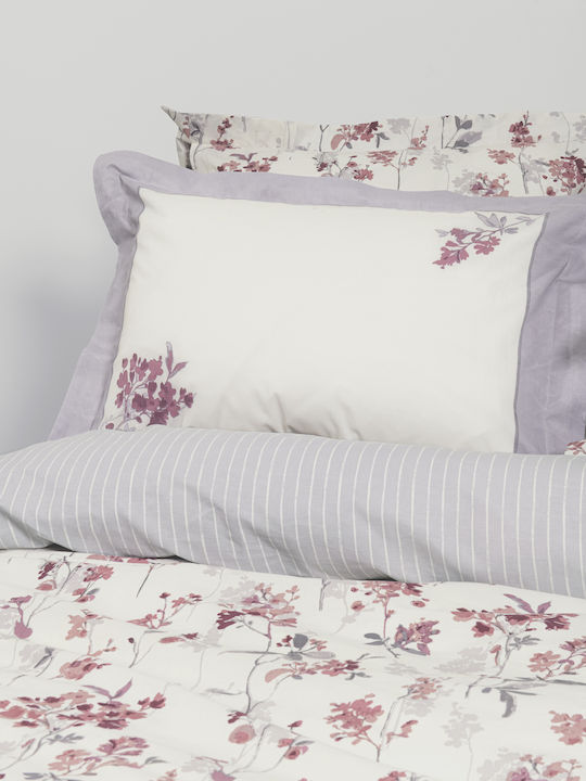 Nima Duvet Cover Set Cotton Single with Pillowcase 160x240 Tessa Pink, Beige