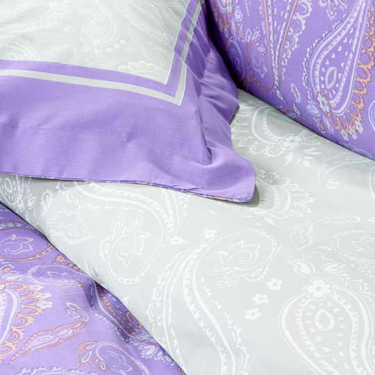 Nima Duvet Cover Set Cotton Queen with 2 Pillowcases 220x240 Flow Lilac, Green