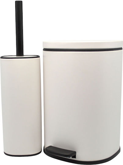 Ankor Inox Toilet Brush and Basket Set Soft Close 5lt White