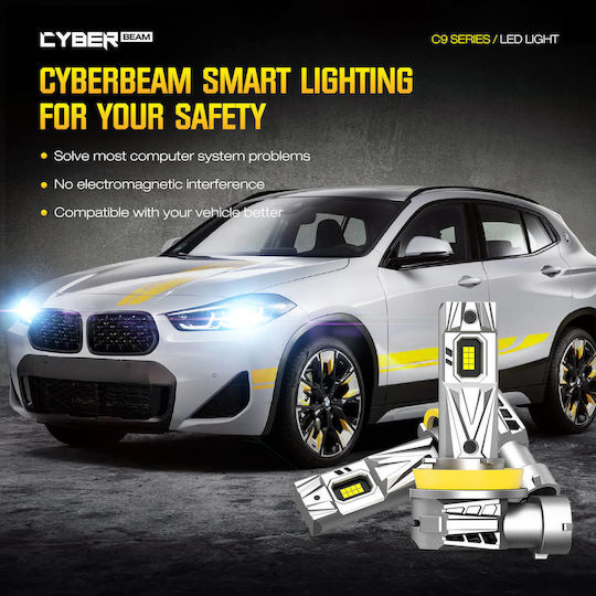 Lamps Car & Motorcycle Ip68 A900 C9 Cyberbeam H11 / H8 / H9 / H16 LED 6500K Cold White 12-24V 80W 2pcs