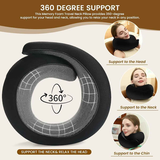 Uncle George Memory Foam Travel Pillow Travel Set Pillow with Carrying Case Black