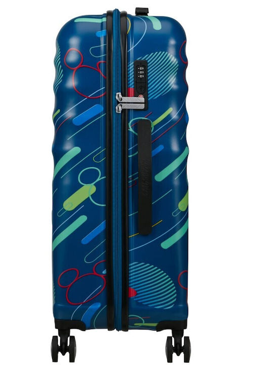 American Tourister Wavebreaker Kids Medium Hard Suitcase Blue with 4 Wheels Height 67cm
