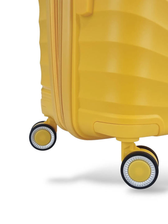 Playful Bags Large Travel Suitcase Hard Yellow with 4 Wheels Height 75cm