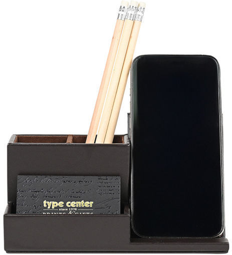 Vnc Premium Leather Pencil Holder Mobile Stand Brown