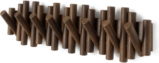 Umbra Wall Hanger Picket Wooden 8 Hooks Brown 61x4x17cm