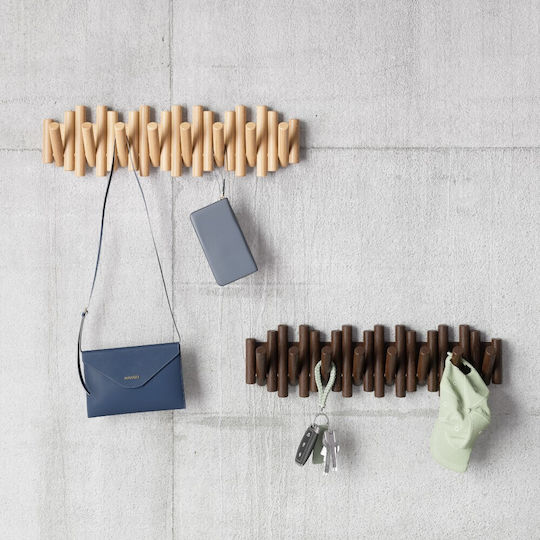 Umbra Wall Hanger Picket Wooden 8 Hooks Brown 61x4x17cm