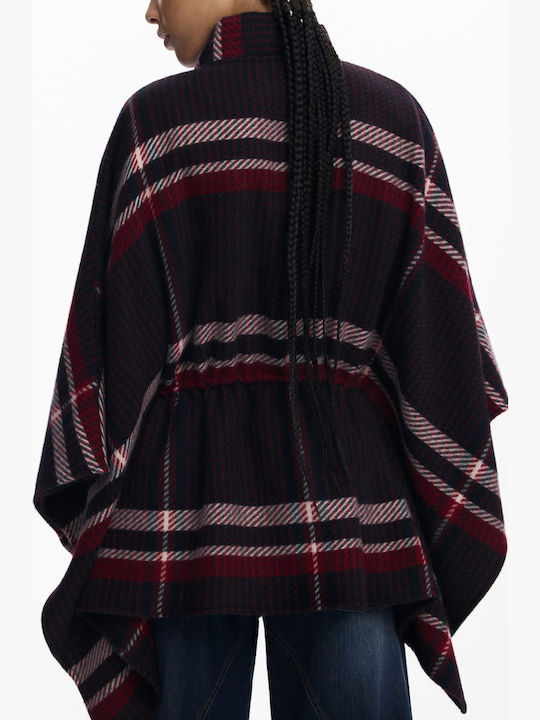 Checks Black Damen Poncho