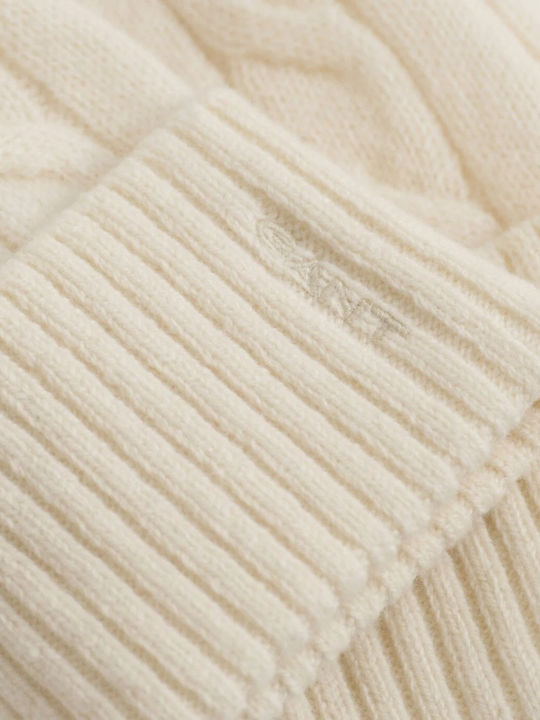Beanie Γυναικείος Σκούφος Πλεκτός σε Εκρού χρώμα