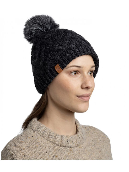 Caryn Beanie Fleece Beanie Knitted in Black color