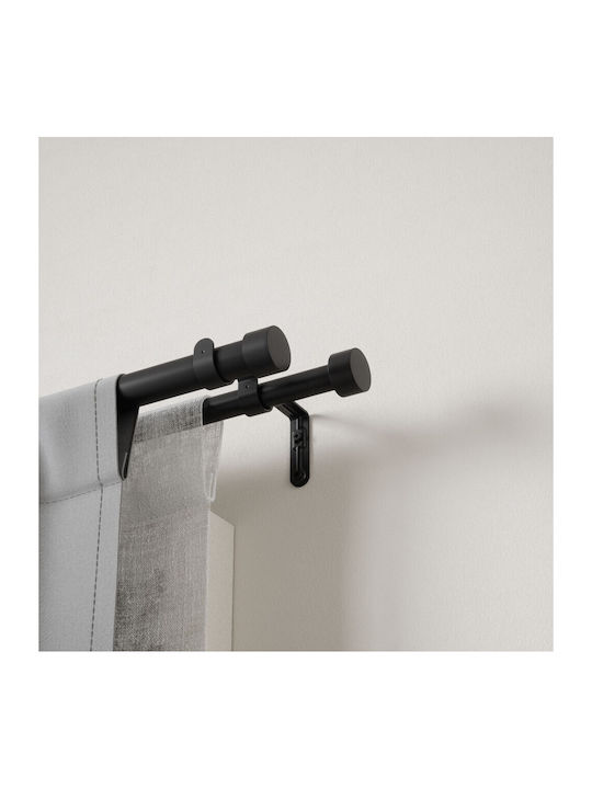 Umbra Extendable Metallic Curtain Pole Cappa Double with Rod Diameter 25mm Length 91-168cm Black
