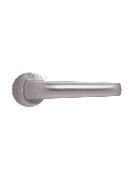 Convex Middle Door Lever Rosette 2435 Pair With Mouthpiece Matte Nickel