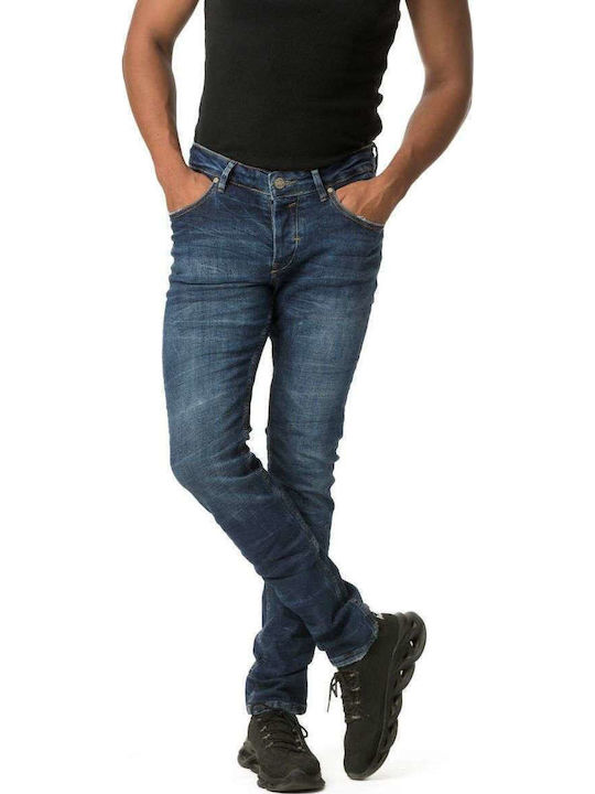 Men's Elastic Jeans Pants with Regular Straight Fit Blue