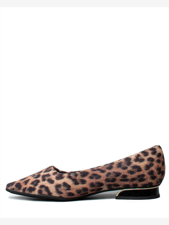 Damen Ballerinas Tierdruck Braun