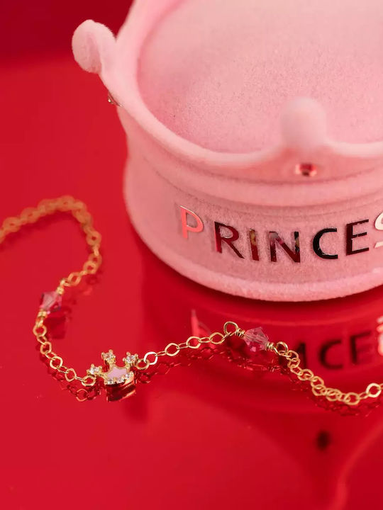 Kids Bracelet from Gold 9K with Crown, Stones & Baby Girl