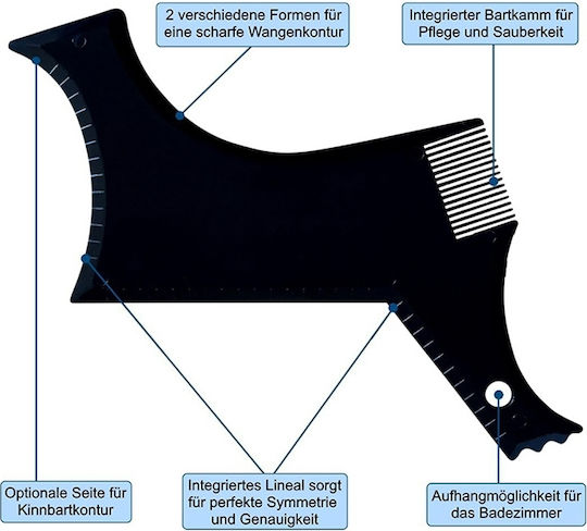 3 Pieces Beard Styling Template Men's Comb All-in-one Beard Shaping Tool Black