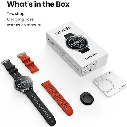 Amazfit Balance 2 47mm Wasserdicht Smartwatch mit Pulsmesser (Schwarz)