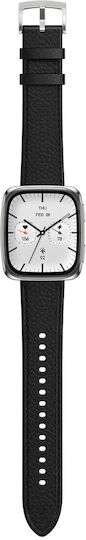 Amazfit Active 2 Square Stainless Steel 43mm Αδιάβροχο Smartwatch με Παλμογράφο (Μαύρο)