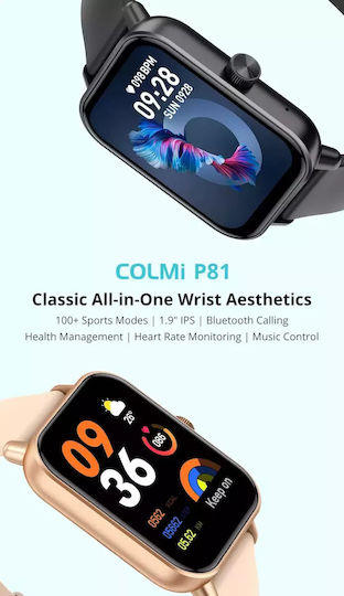 Colmi P81 Smartwatch με Παλμογράφο (Χρυσό)