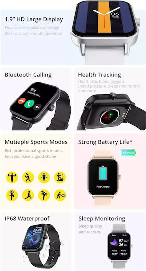 Colmi P81 Smartwatch με Παλμογράφο (Χρυσό)