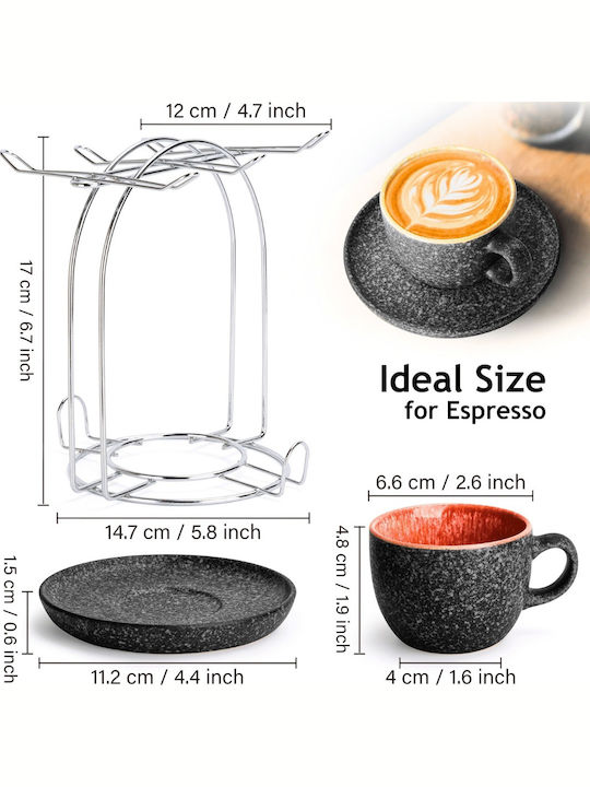 Miamio Set of Cups Espresso Ceramic Multicolored 80ml 6pcs