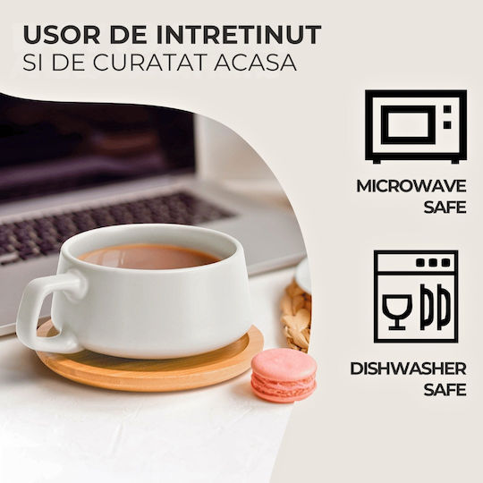Miamio Set Tassen Cappuccino Bamboo Weiß 320ml 4Stück