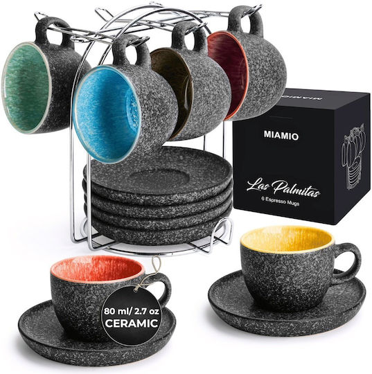 Miamio Set Tassen Espresso Keramik Mehrfarbig 80ml 6Stück