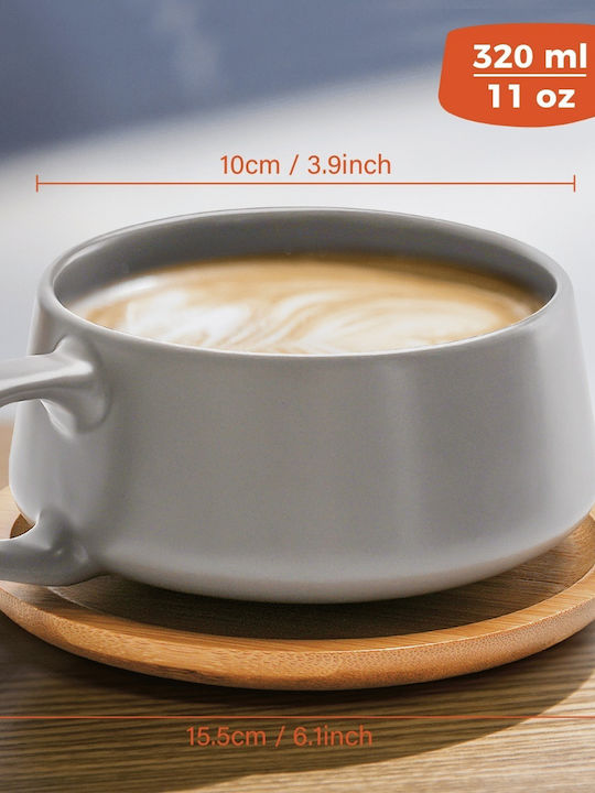 Miamio Set Căni Cappuccino Bambus Gri 320ml 4buc