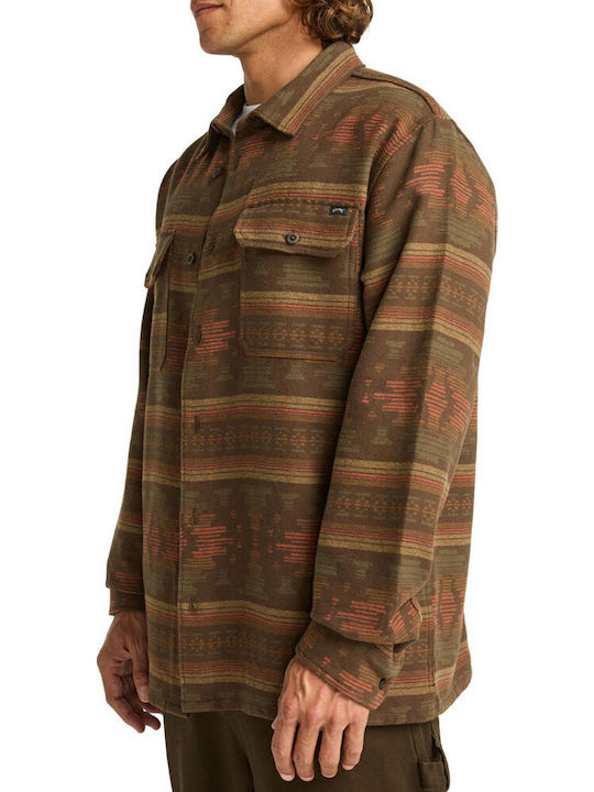 Jacquard Μακρυμάνικo Φανελένιο Πουκάμισο Dark Cedar
