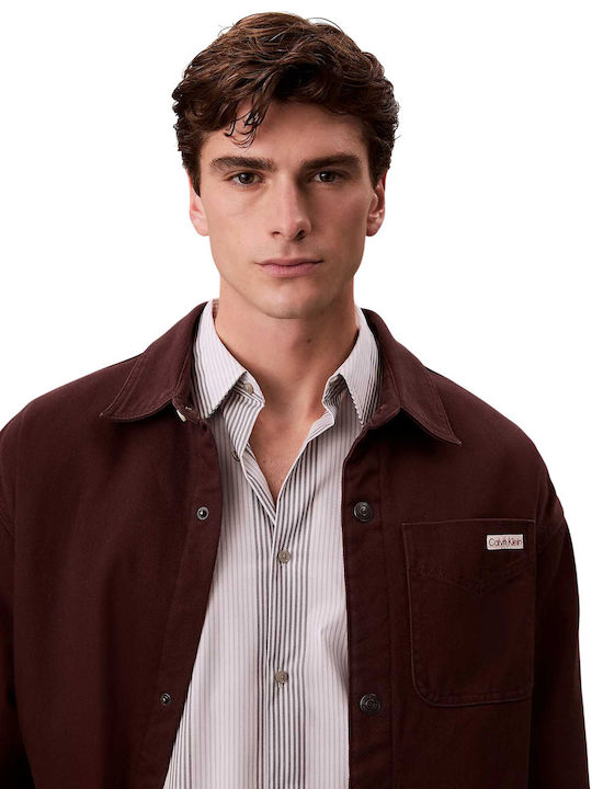Μακρυμάνικo Βαμβακερό Overshirt Burgundy