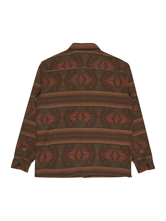 Jacquard Μακρυμάνικo Φανελένιο Πουκάμισο Dark Cedar