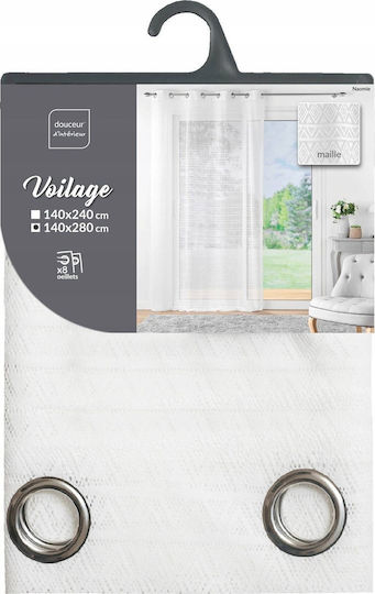 Douceur d'Intérieur Κουρτίνα με Τρουκς Λευκή 140x280εκ.