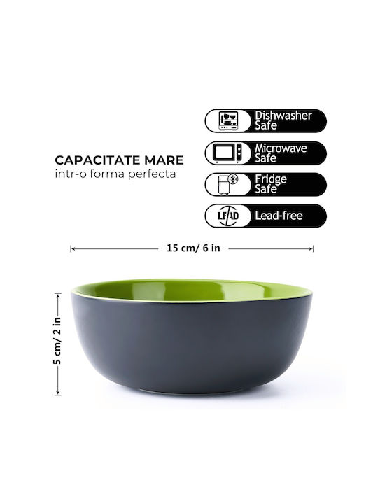 Miamio Serving Bowl Round Ceramic Green with Diameter 15cm 6pcs Miamio Serving Bowl Round Ceramic Green with Diameter 15cm 6pcs