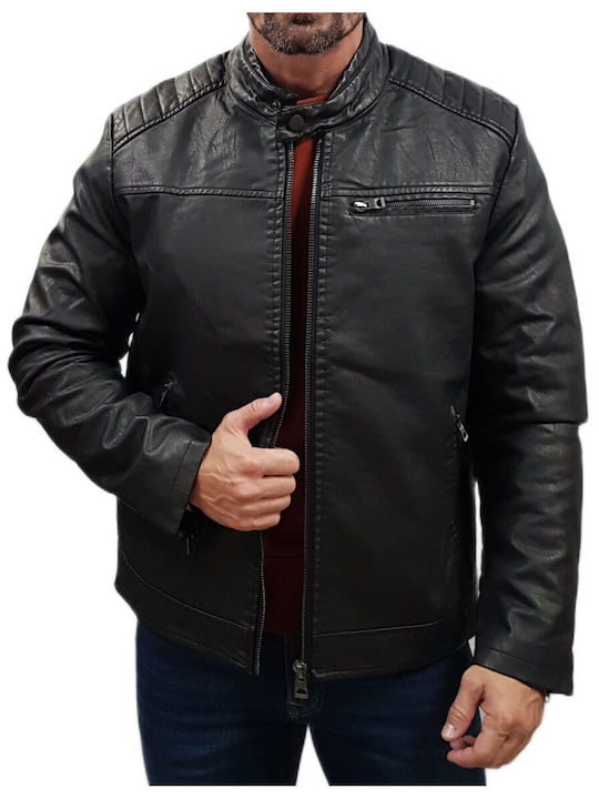 Biston Μπουφάν από Δερματίνη Black
