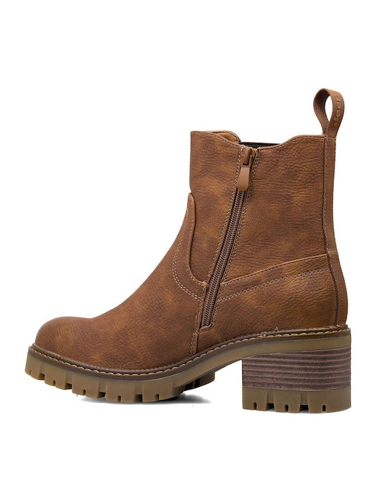 Leather Women's Ankle Boots Tabac Brown
