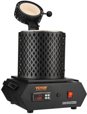Vevor Gold Melting Furnace 1350w Maximum Temperature 1150°c Digital Electric Melting Furnace Ceramic Crucibles 1 Kg 3 Kg Crucible Tongs Gloves Gold Silver Aluminum Copper